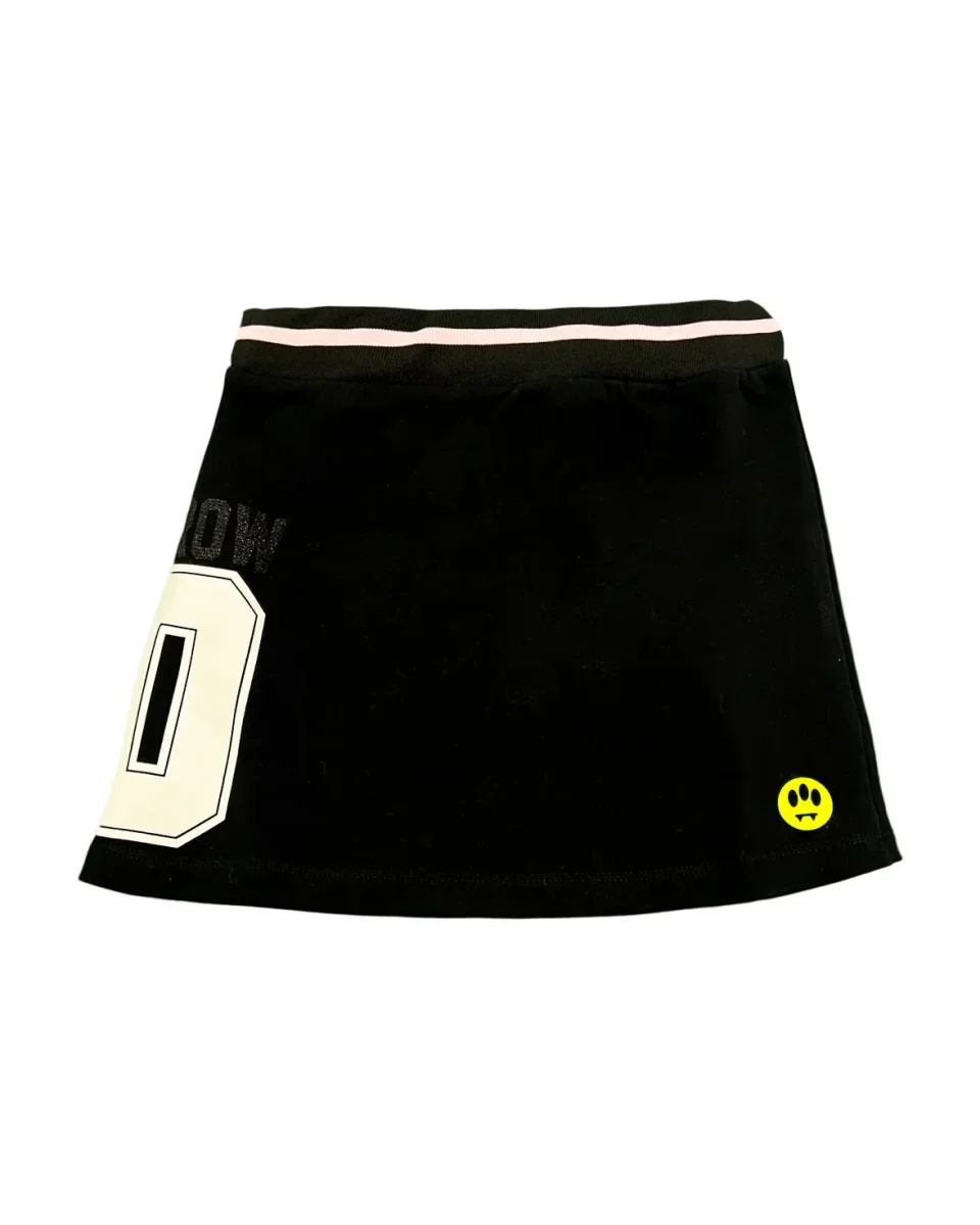 GONNA IN FELPA NERA CON FASCIA SOTTILE ROSA BARROW