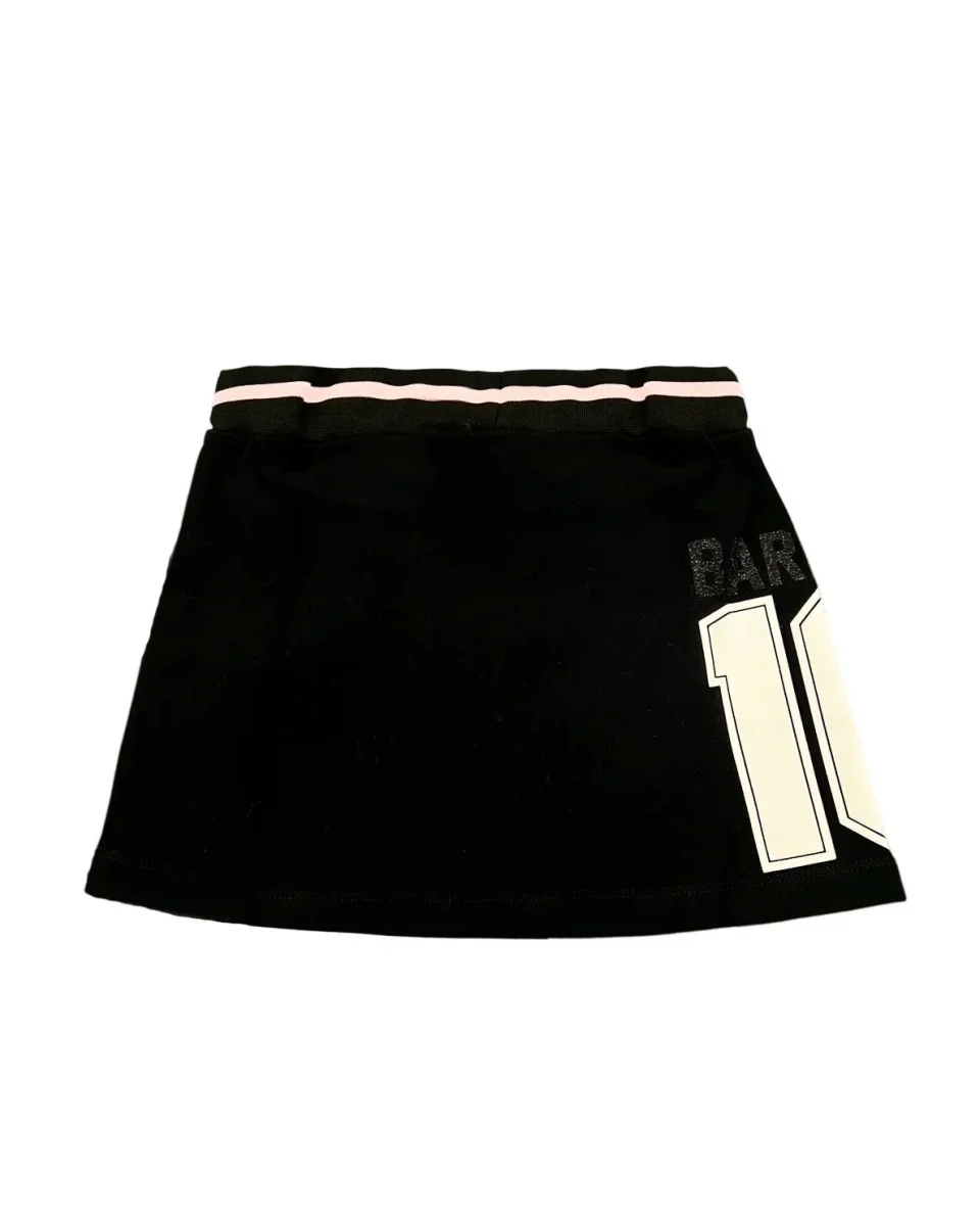 GONNA IN FELPA NERA CON FASCIA SOTTILE ROSA BARROW - immagine 3