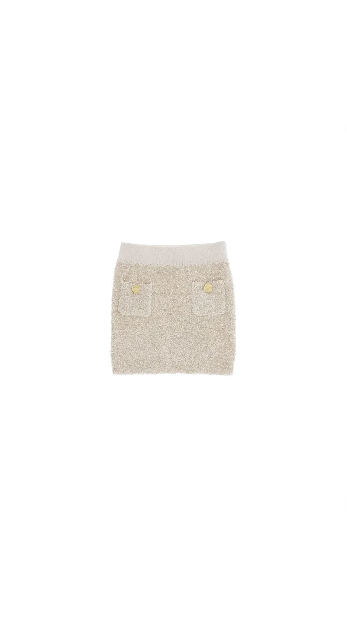 GONNA IN TRICOT EFFETTO CINIGLIA BEIGE ELISABETTA FRANCHI - immagine 2