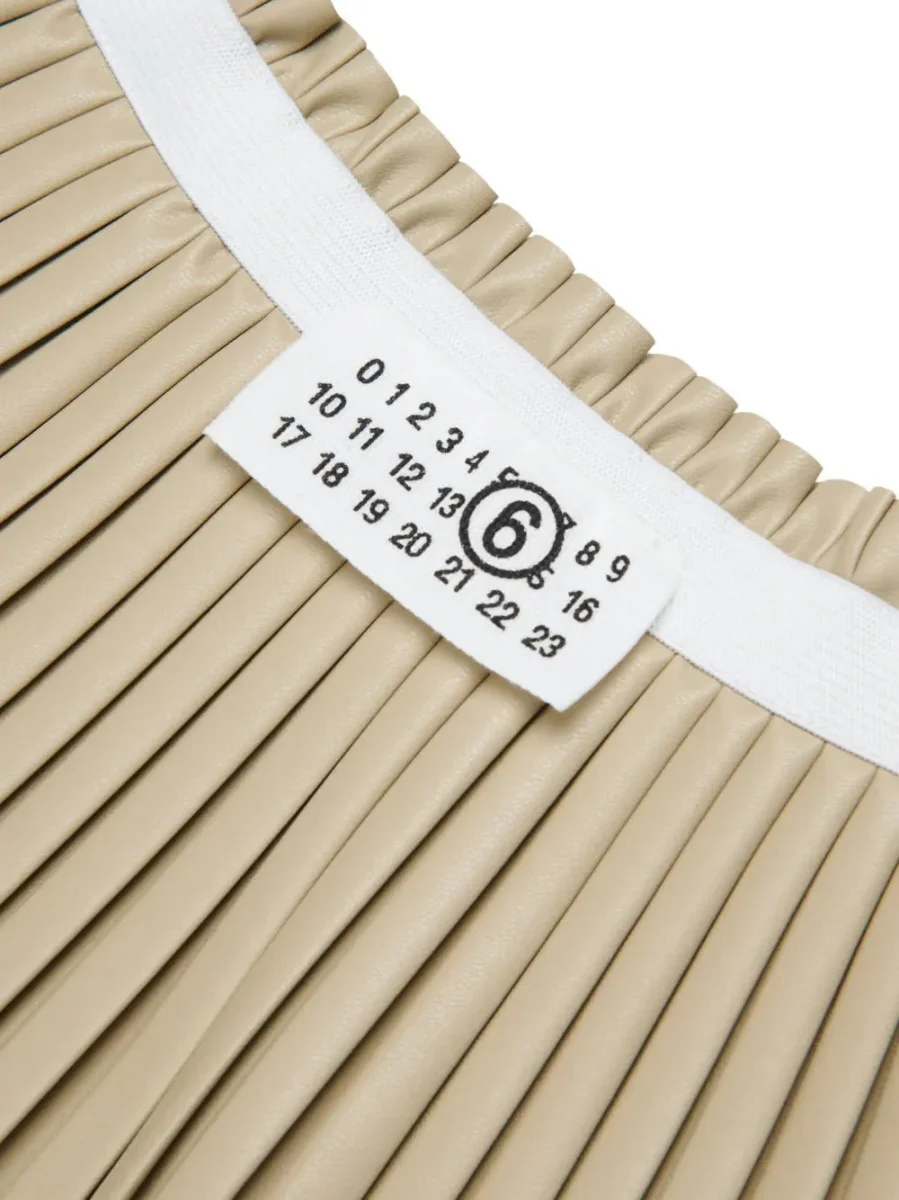 GONNA PLISSETTATA BEIGE CON LOGO BIANCO MAISON MARGIELA - immagine 4