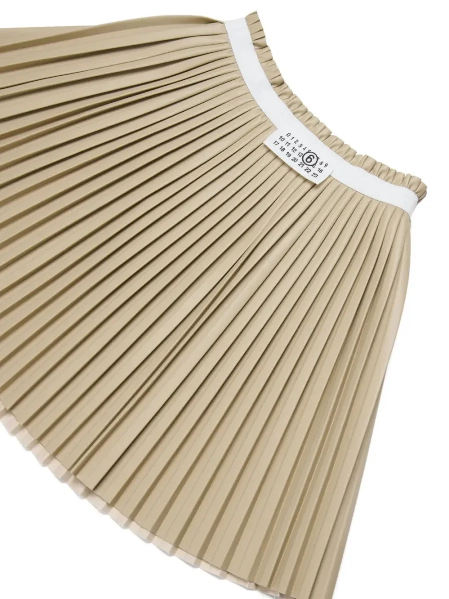 GONNA PLISSETTATA BEIGE CON LOGO BIANCO MAISON MARGIELA - immagine 5