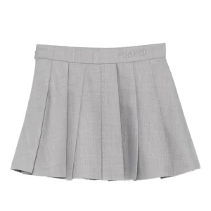 GONNA PLISSETTATA GRIGIA CON RICAMO PINKO