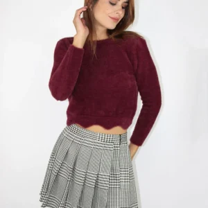 Gonna a pieghe pied de poule