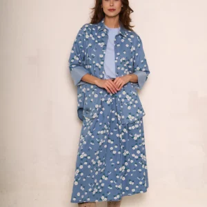 Gonna floreale in denim