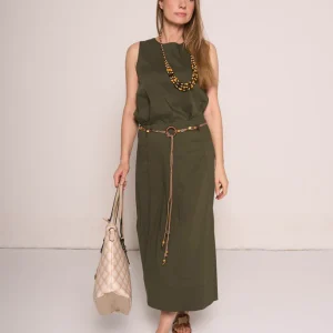 Gonna midi con tagli e cintura