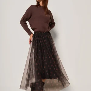 Gonna lunga in tulle a pois