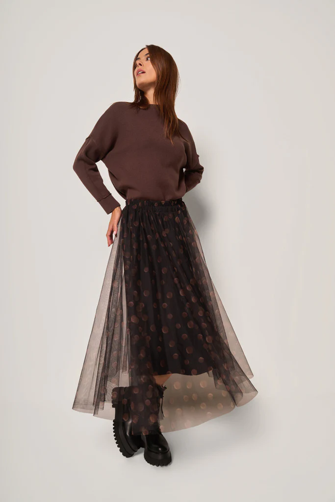 Gonna lunga in tulle a pois