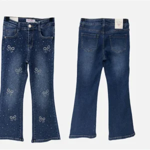 Jeans bambina con decorazione in strass
