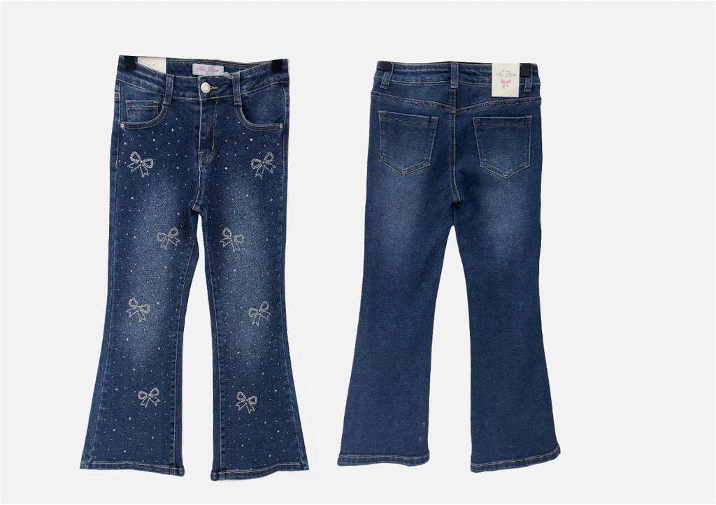 Jeans bambina con decorazione in strass - immagine 2