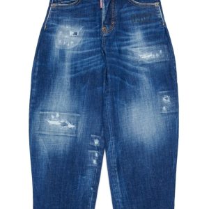 JEANS BLU CON LOGO VERDE SUL RETRO DSQUARED2