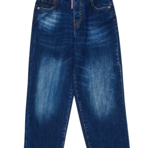 JEANS BLU CON VITA IN TESSUTO NERO DSQUARED2