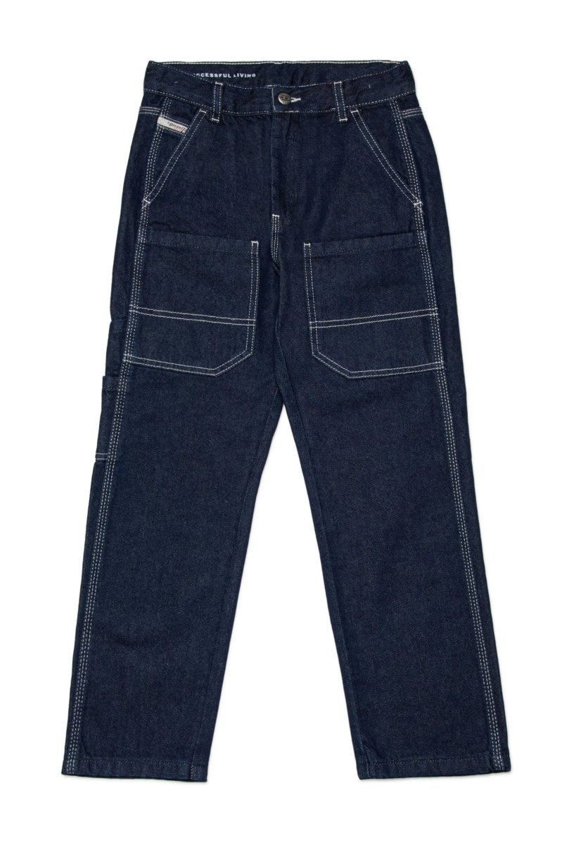 JEANS BLU SCURO CON LOGO SUL RETRO DIESEL