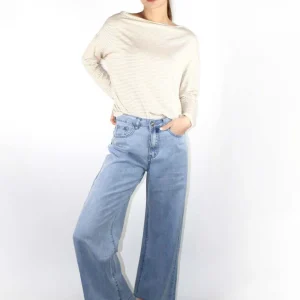 Jeans a palazzo con risvolto cucito