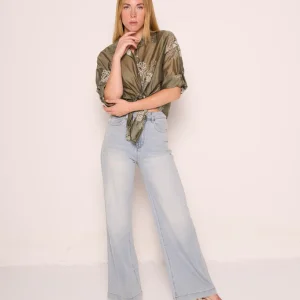 Jeans a gamba ampia denim chiaro