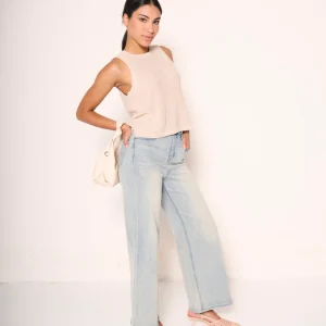 Jeans a gamba larga in denim chiaro