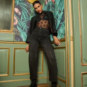 Jeans donna con strass