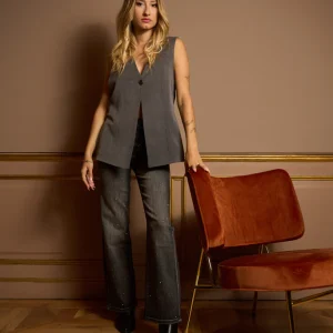 Pantalone in denim con strass