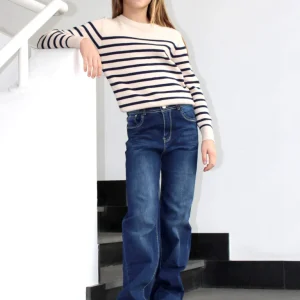 Jeans a vita alta con doppio bottone