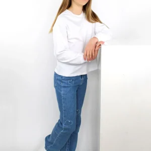 Jeans con cuori e perlina