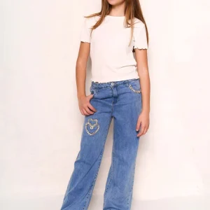 Jeans con cuore strass