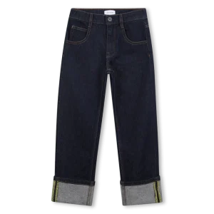 JEANS IN DENIM BLU CON LOGO IN GOMMA SUL RETRO GIALLO MARC JACOBS