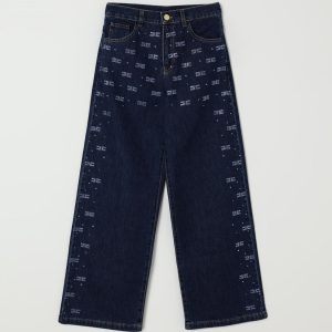JEANS IN DENIM CON STRASS BLU LOGATO ELISABETTA FRANCHI