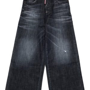 JEANS NERO CON LOGO ROSSO SUL RETRO DSQUARED2