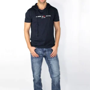 Jeans slavato con graffi