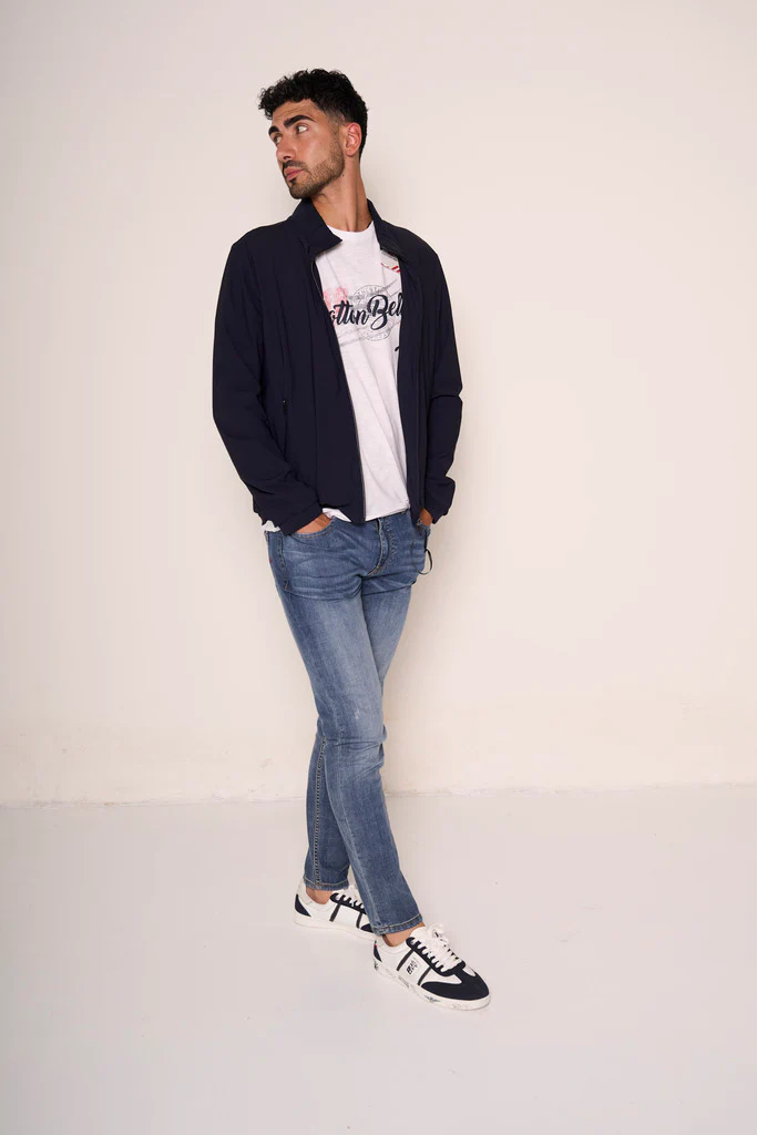 Jeans slim fit in denim elasticizzato con dettagli a contrasto - immagine 3