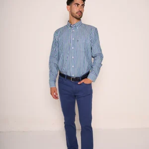 Jeans a 5 tasche con cuciture a contrasto