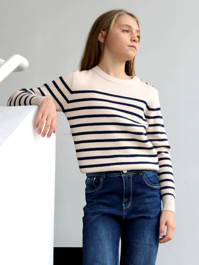 Maglia a righe con bottoncini - immagine 3