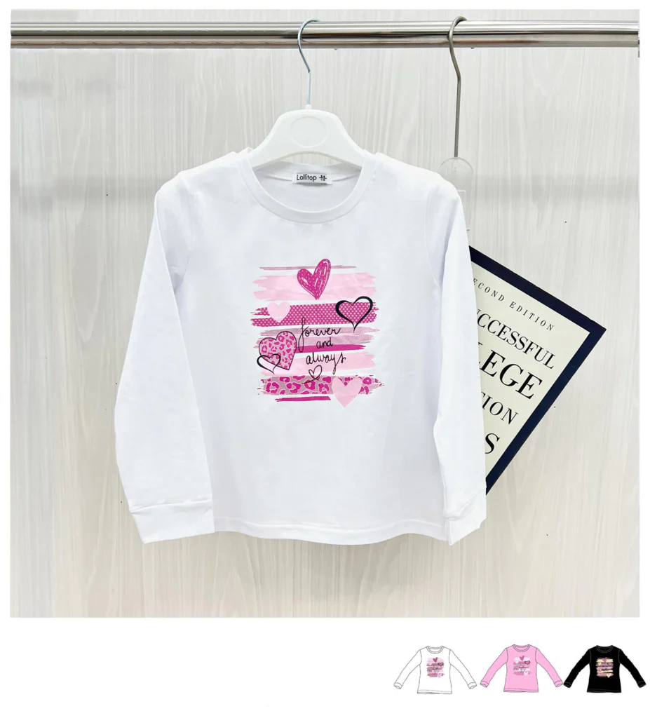 Maglia a maniche lunghe da bambina con stampe