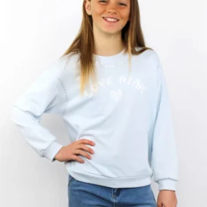 Felpa con scritta e strass