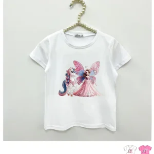 Maglietta da bambina con stampa al centro