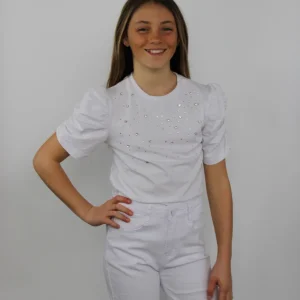 T-shirt con maniche a sbuffo