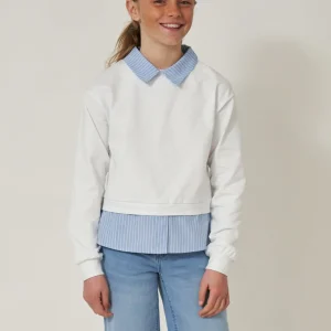 Felpa con finta camicia a righe