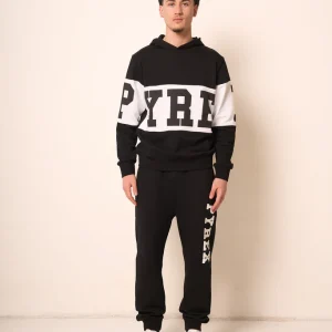 Felpa Uomo Nera con Cappuccio e Stampa Logo PYREX