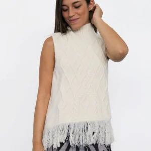 Lupetto smanicato con frange