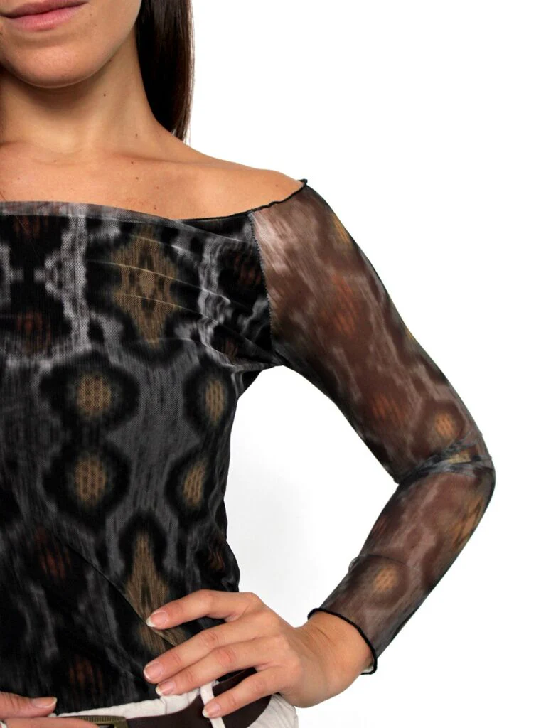 Maglia scollo a barchetta in fantasia animalier - immagine 4