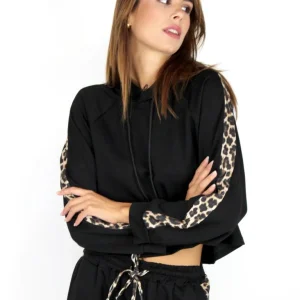 Felpa cropped inserto maculato