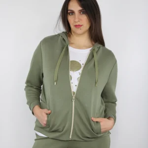 Felpa donna con zip e cappuccio