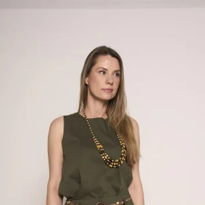 Canottiera girocollo in misto cotone