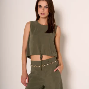 Top corto con coulisse e nodo frontale