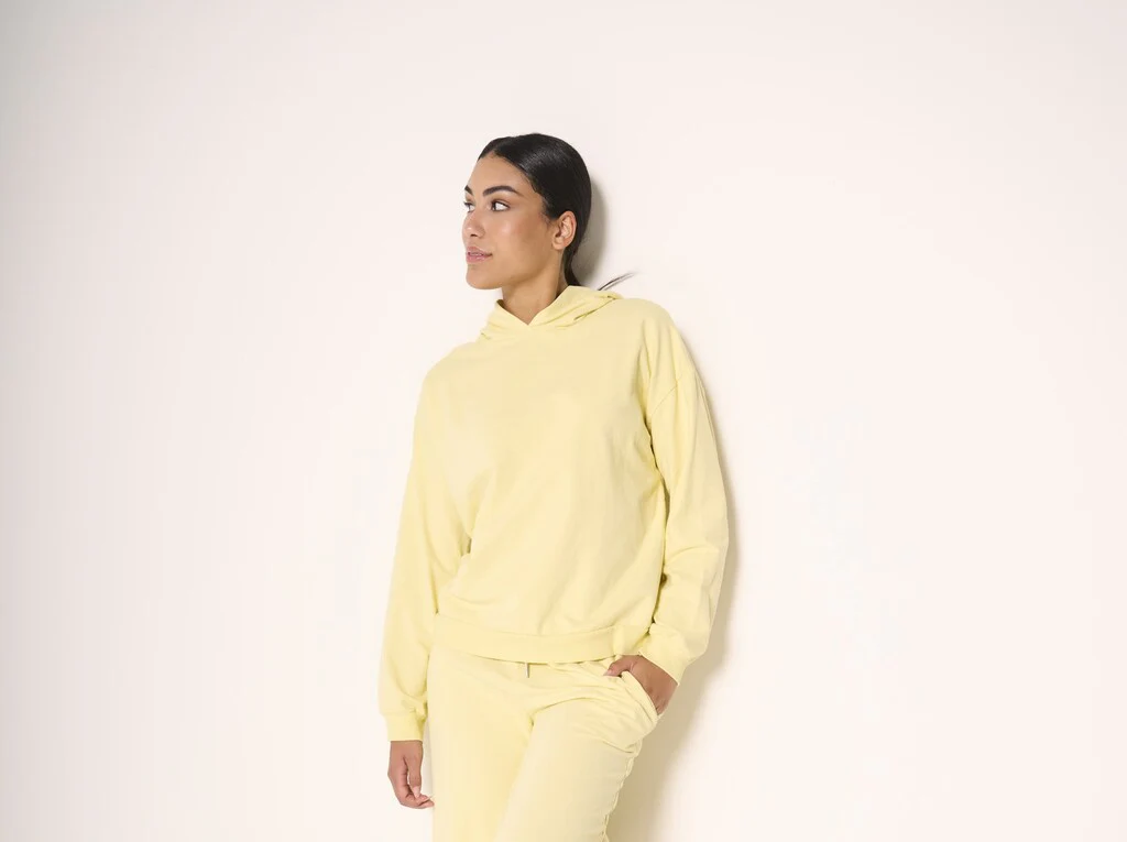 Felpa con cappuccio giallo chiaro - immagine 3