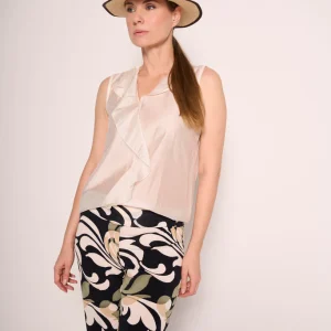 Canottiera con scollo a V e balze laterali