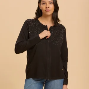 Cardigan con zip e punti luce