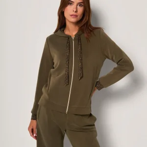 Felpa con cappuccio e dettagli animalier