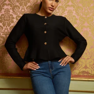 Cardigan da donna con bottoni oro