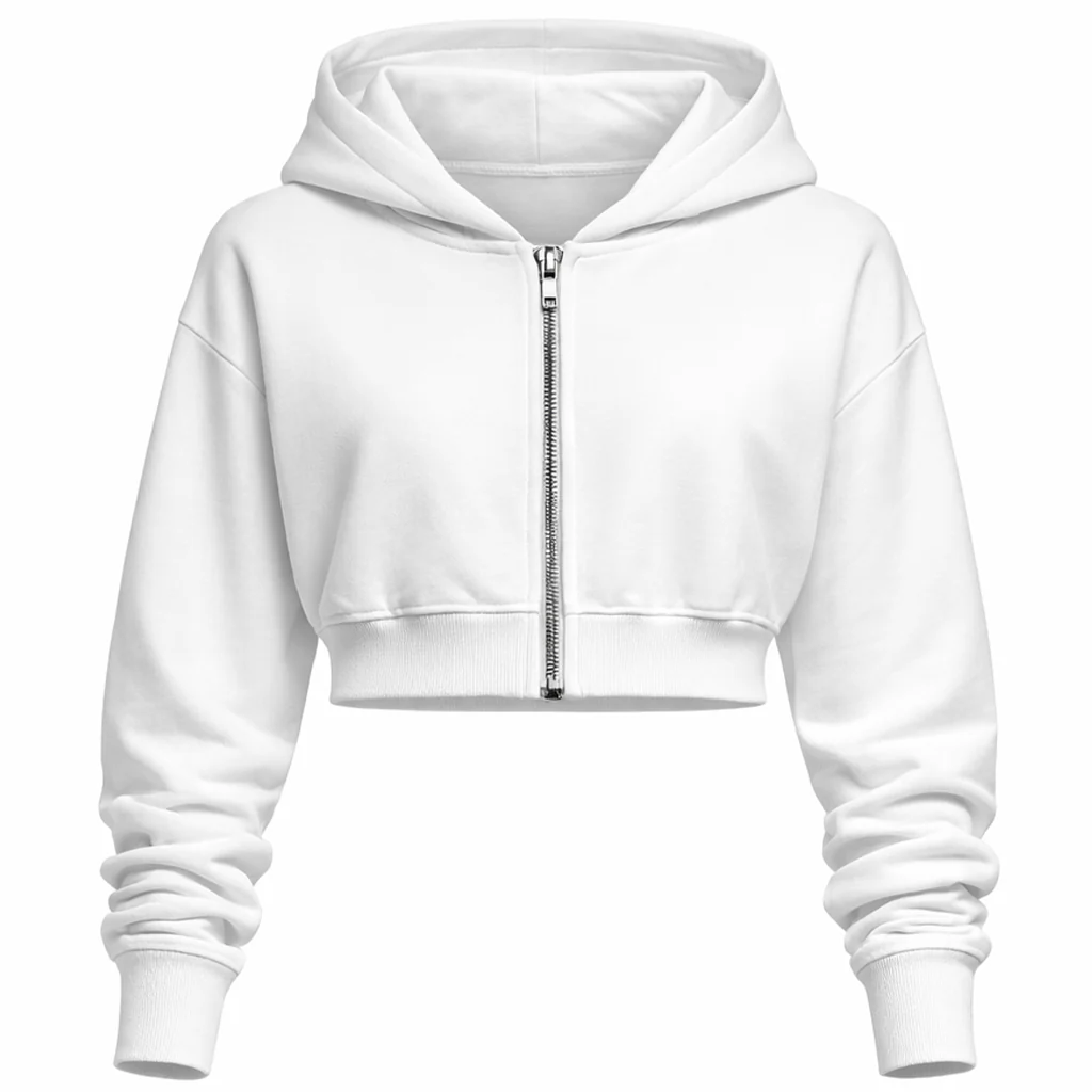 Felpa Donna Cropped con Cappuccio e Zip - immagine 2