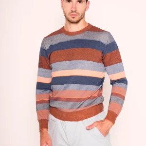 Maglione uomo con girocollo rigato